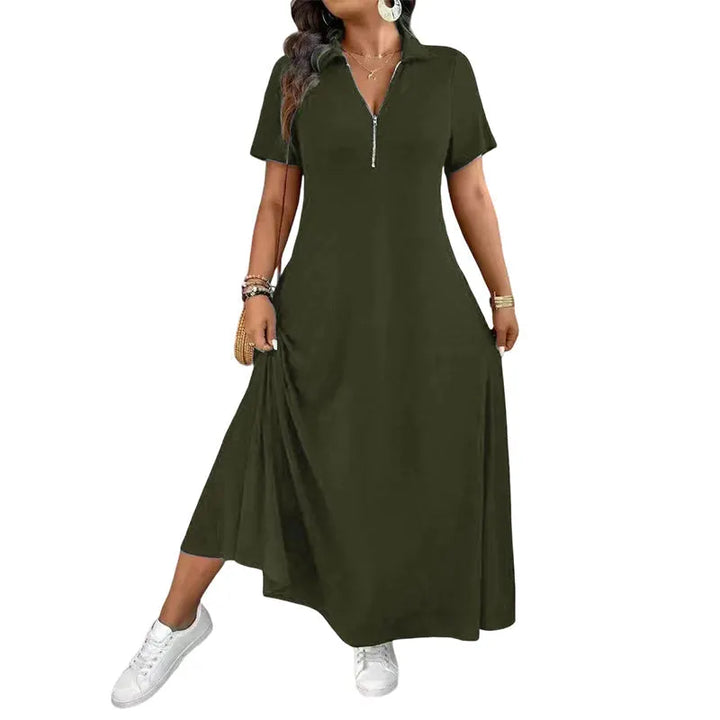 Primelle - Soft-Touch Zip-Neck Maxi Dress