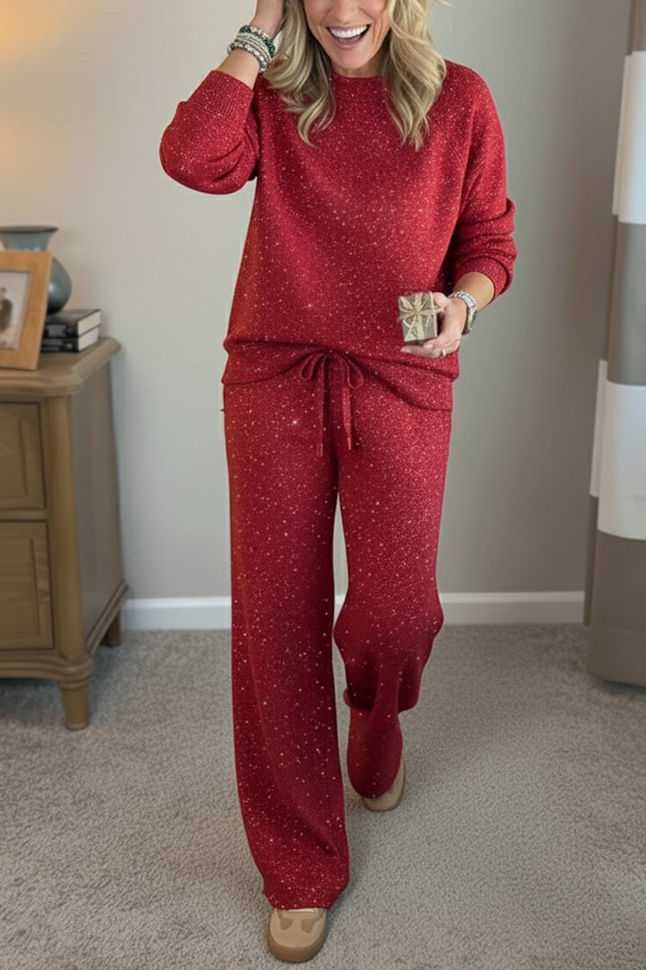 Celia - Shimmer-Finish Jacket and Trousers Set